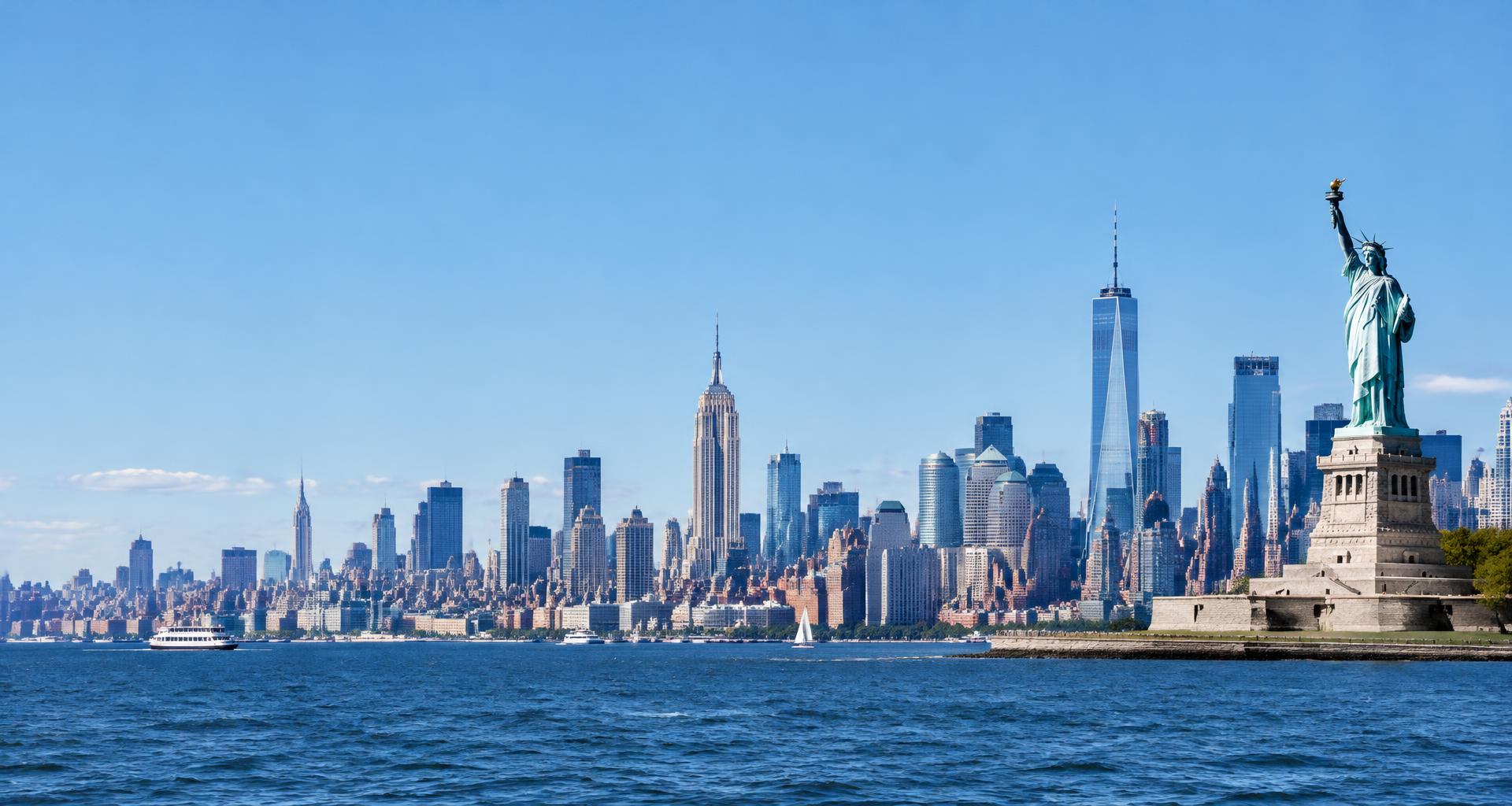 New York skyline and harbor